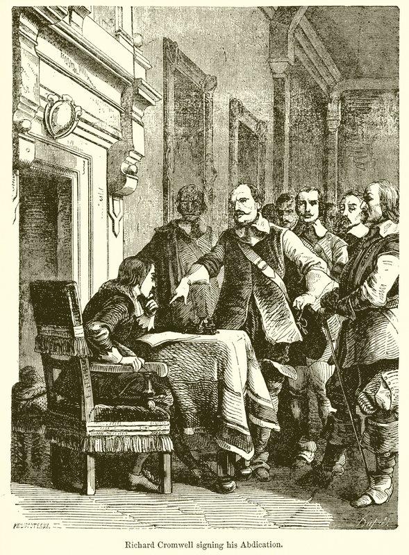Richard Cromwell tahttan çekilmesini imzaladı by English School