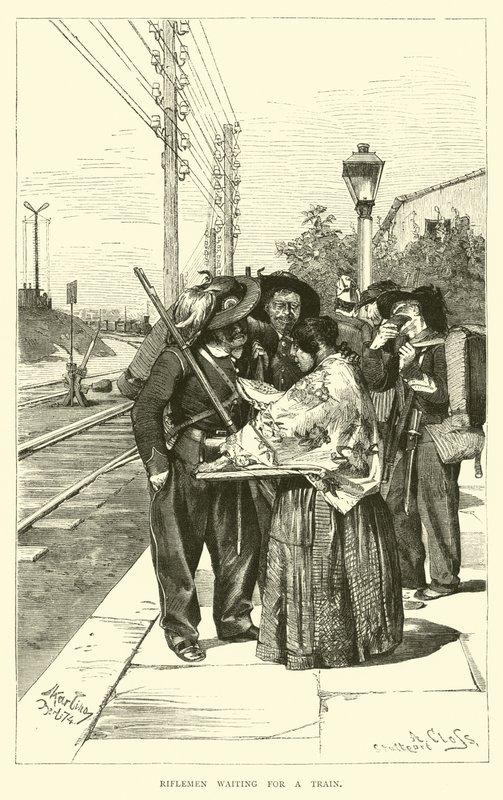 Bir tren bekleyen tüfekler by English School