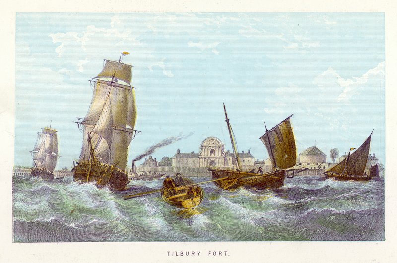 Thames Nehri: Tilbury Kalesi (renkli gravür) by English School
