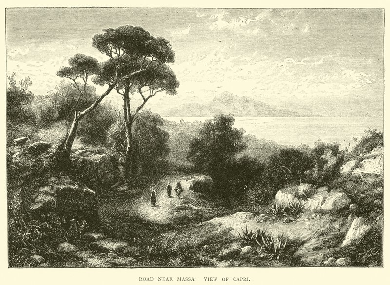 Massa yakınlarındaki yol, Capri manzarası by English School