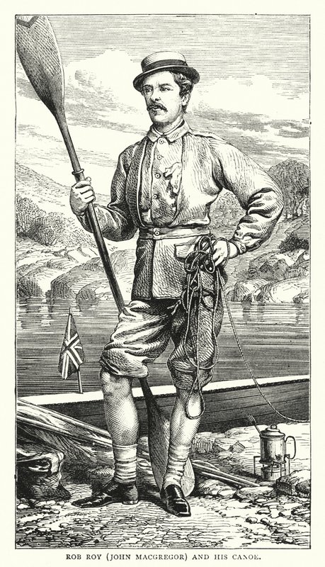 Rob Roy, John MacGregor ve Kanosu (renkli gravür) by English School