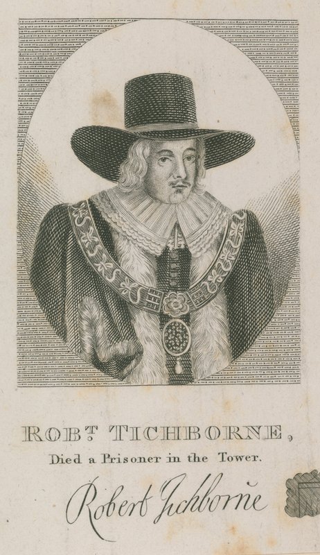 Robert Tichborne, Kule'de bir mahkum olarak öldü; Londra Belediye Başkanı 1651 by English School