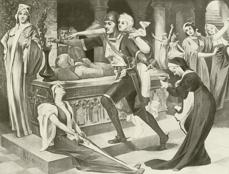 Robert the Devil, III. Perde sahnesi (gravür) by English School