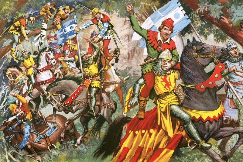 Robin Hood Norman askerlerine saldırıyor by English School
