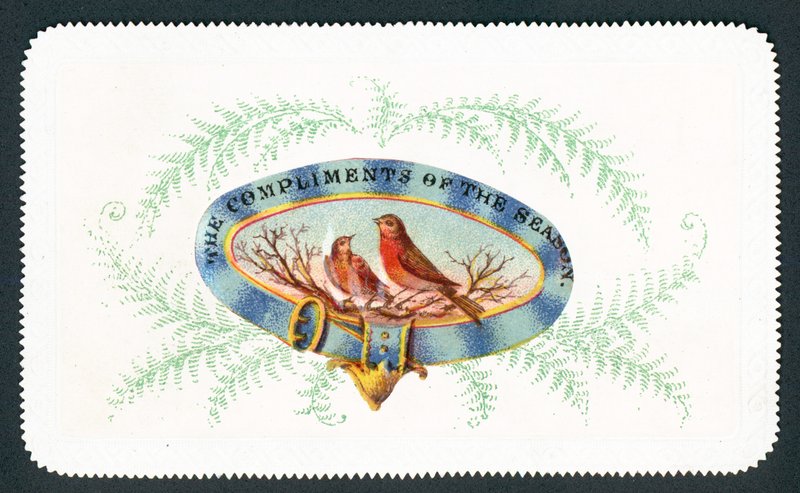 Eğreltiotu ile oval oturan Robins, Noel Kartı by English School