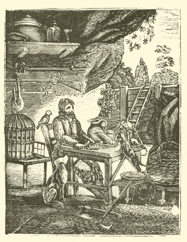 Robinson Crusoe (tahta baskı) by English School