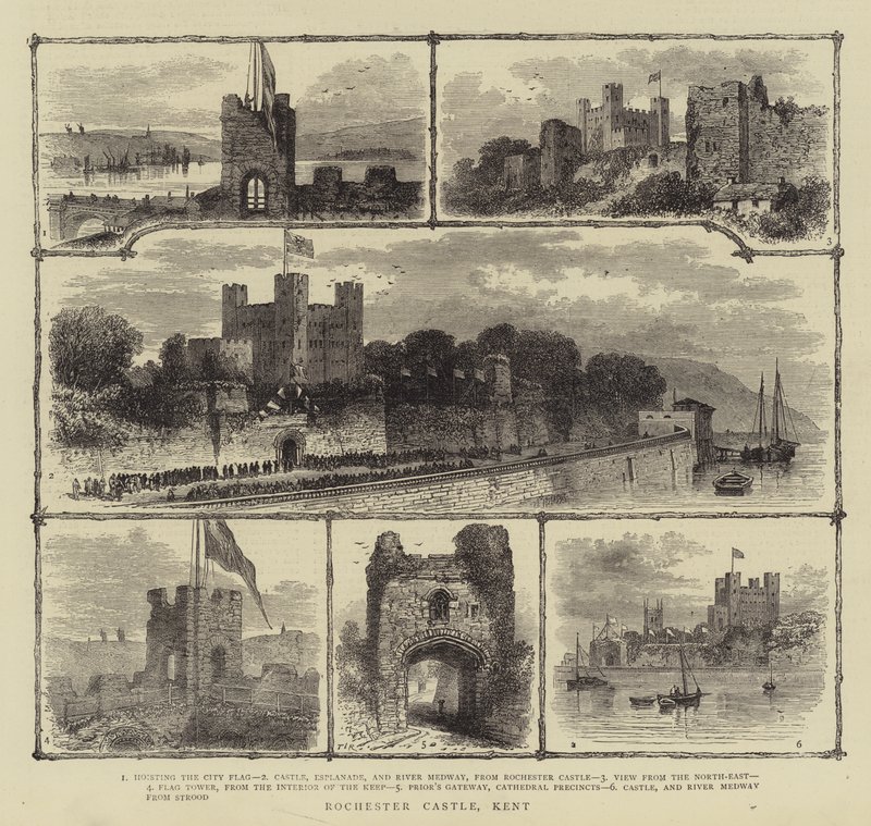 Rochester Kalesi, Kent (gravür) by English School