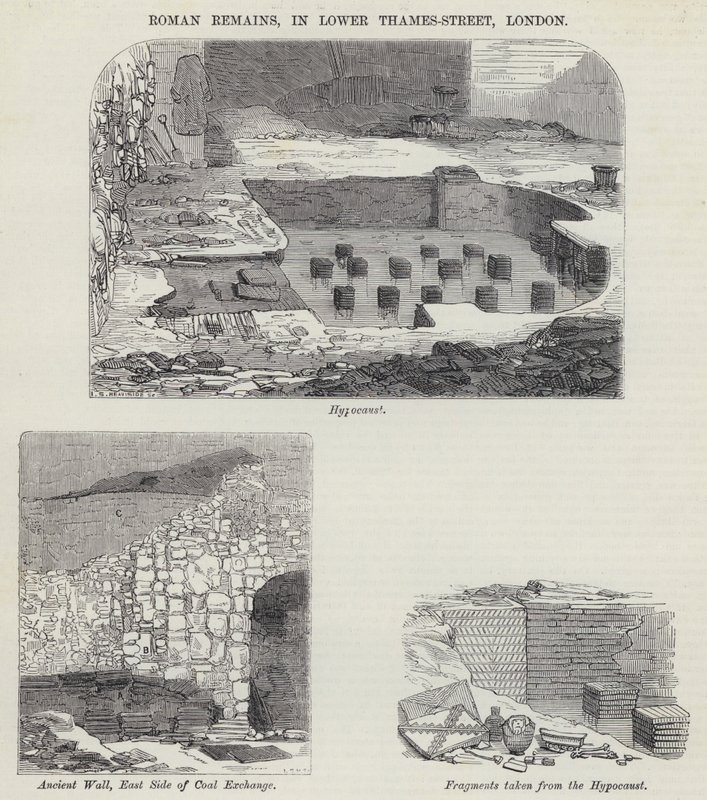 Roma Kalıntıları, Lower Thames-Street, Londra (gravür) by English School