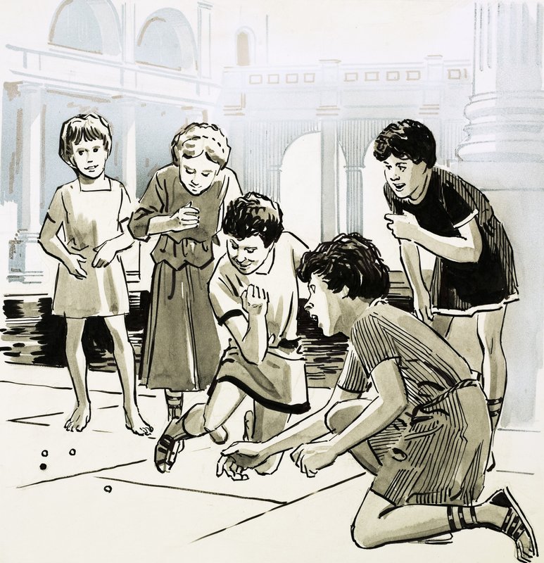 Mermer oynayan Romalı çocuklar by English School