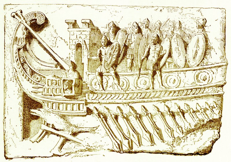 Roma kadırgası, Victor Duruy tarafından Roma Tarihinden bir çizim, 1884