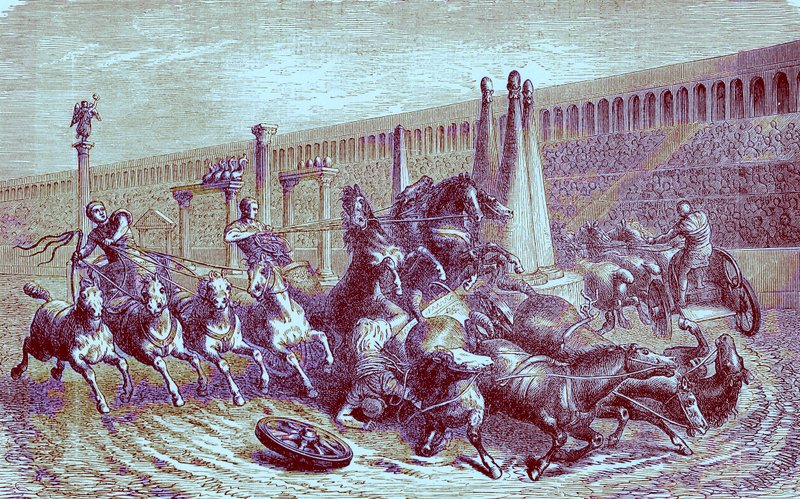 İmparatorluğun altındaki halka açık Roma oyunları - sirkte araba yarışı, The Illustrated History of the World