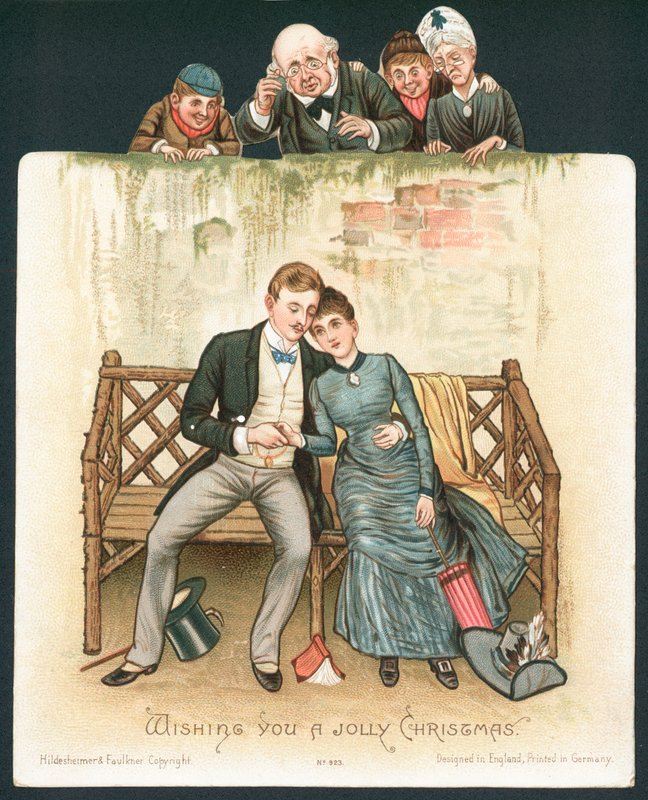 Koltukta izlenen Romantik Çift, Noel Kartı by English School