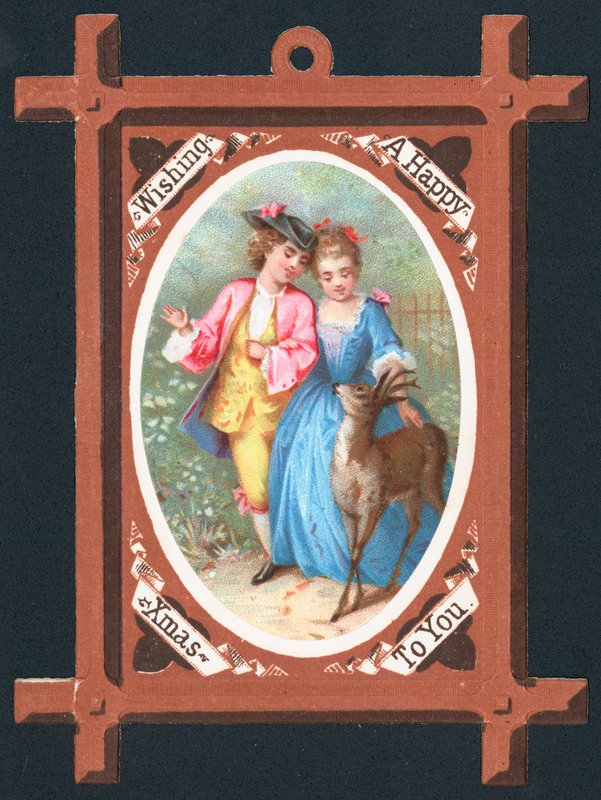 Geyik, Noel kartı ile romantik çift by English School