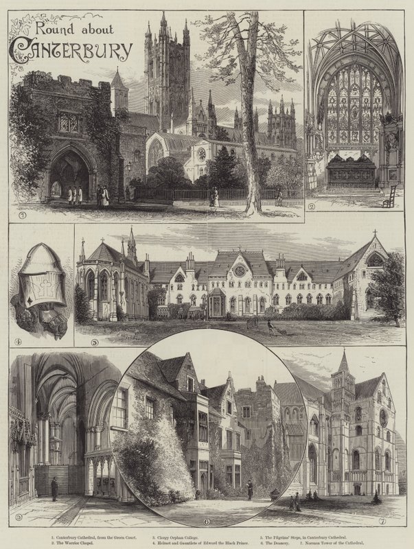 Canterbury hakkında yuvarlak (gravür) by English School