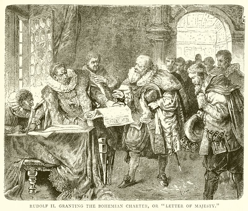 Rudolf II, Bohemya Beyannamesi veya Majesteleri Mektubu verilmesi by English School