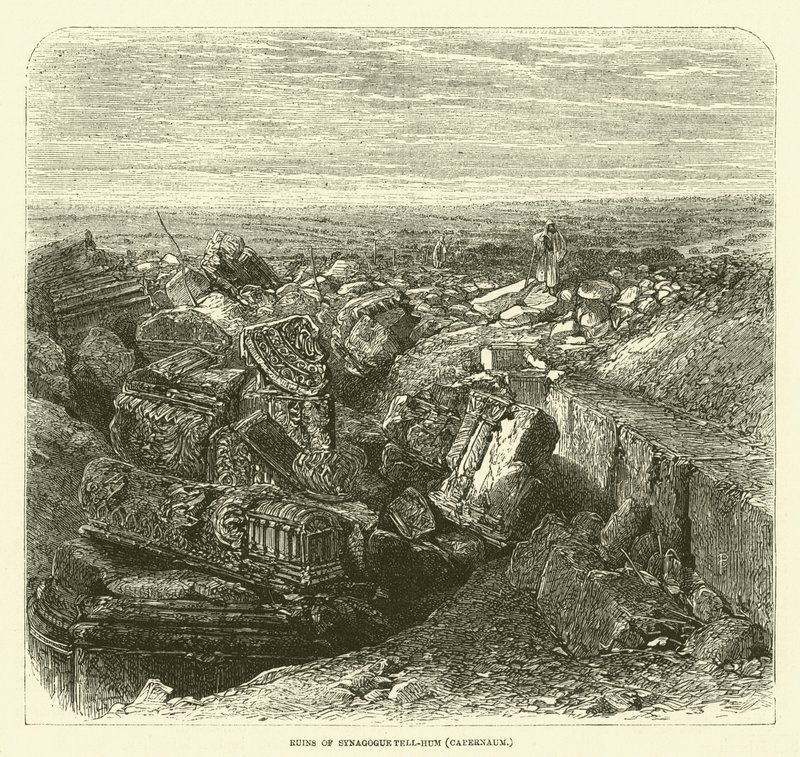 Tell-Hum (Capernaum) sinagogunun kalıntıları (gravür) by English School