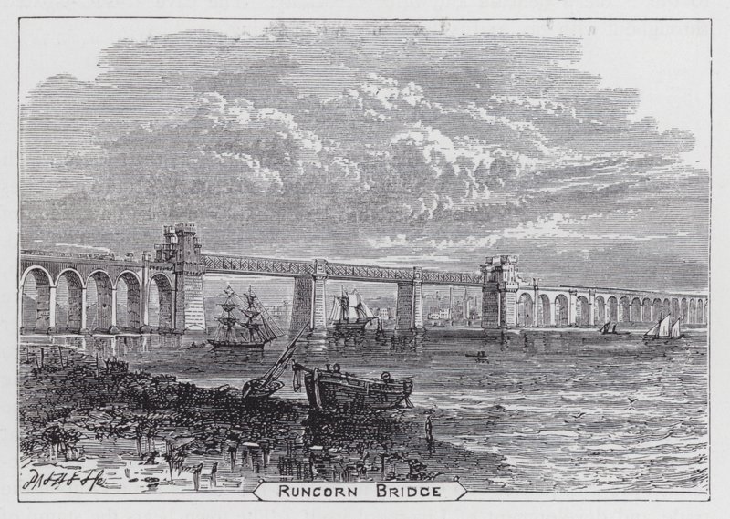 Runcorn Köprüsü (gravür) by English School