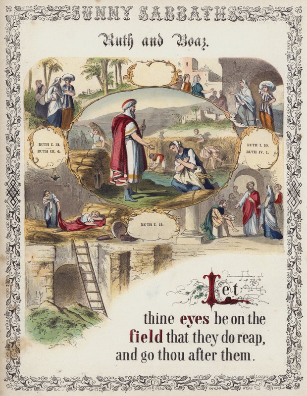 Ruth ve Boaz (renkli gravür) by English School