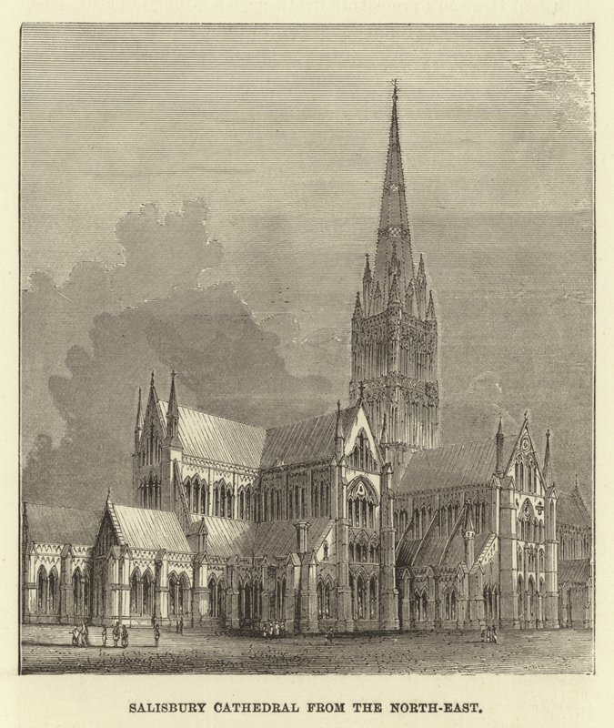 kuzey-doğudan Salisbury Katedrali by English School