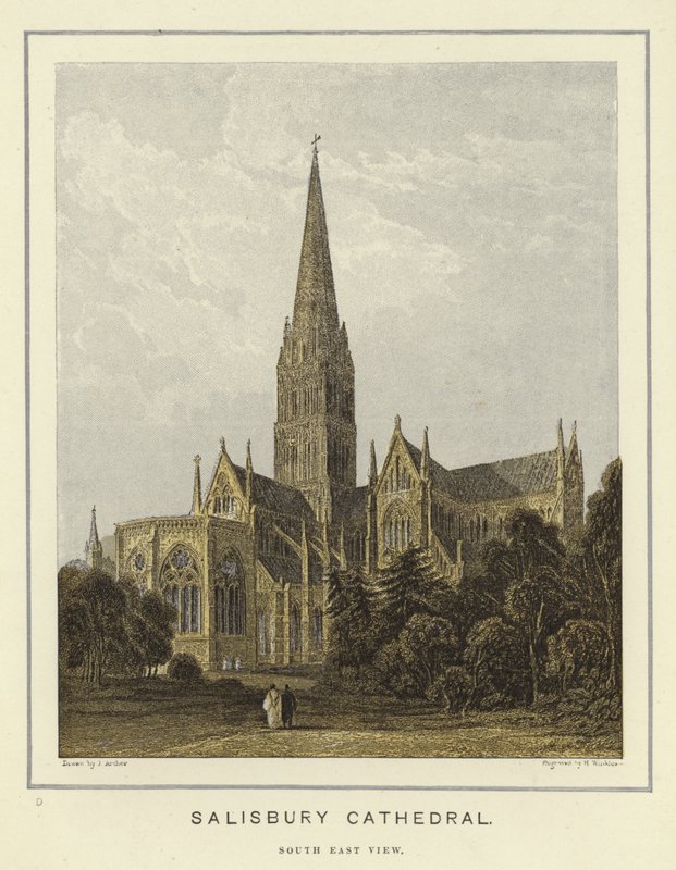 Salisbury Katedrali, güney doğu görünümü by English School