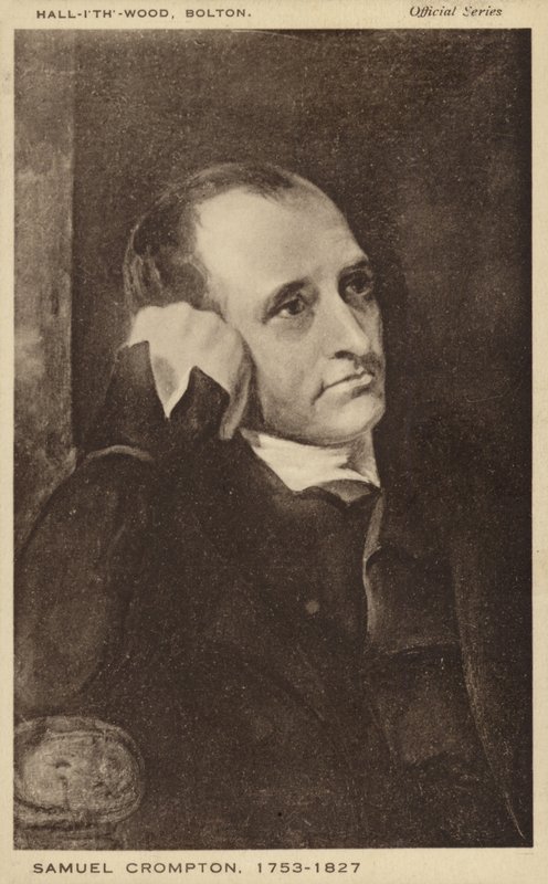 Samuel Crompton (1753-1827), İngiliz iplik eğirme katırının mucidi (lito) by English School