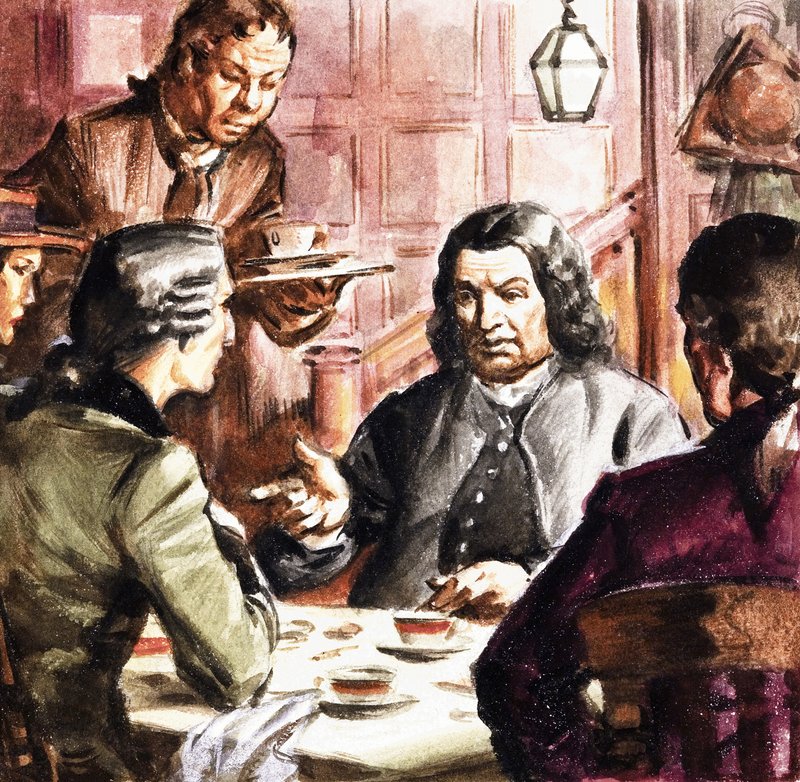 Samuel Johnson çay içerken by English School