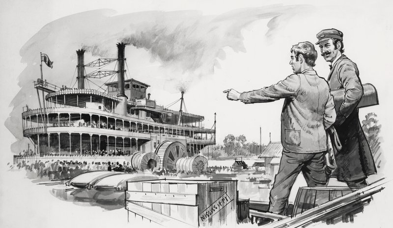 Samuel Langhorne Clemens, Mark Twain (kağıt üzerine guaj boya) by English School