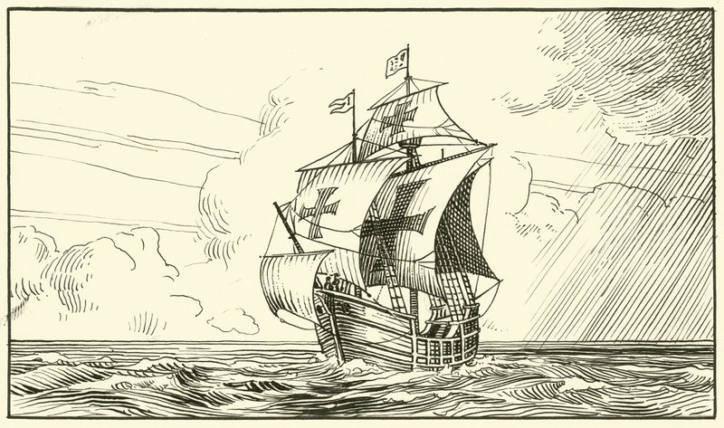 Santa Maria (kağıt üzerine mürekkep) by English School