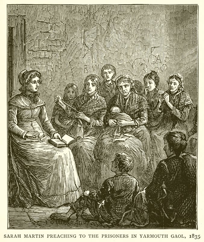Sarah Martin Yarmouth Hapishanesindeki Mahkumlara Vaaz Eder, 1835 by English School