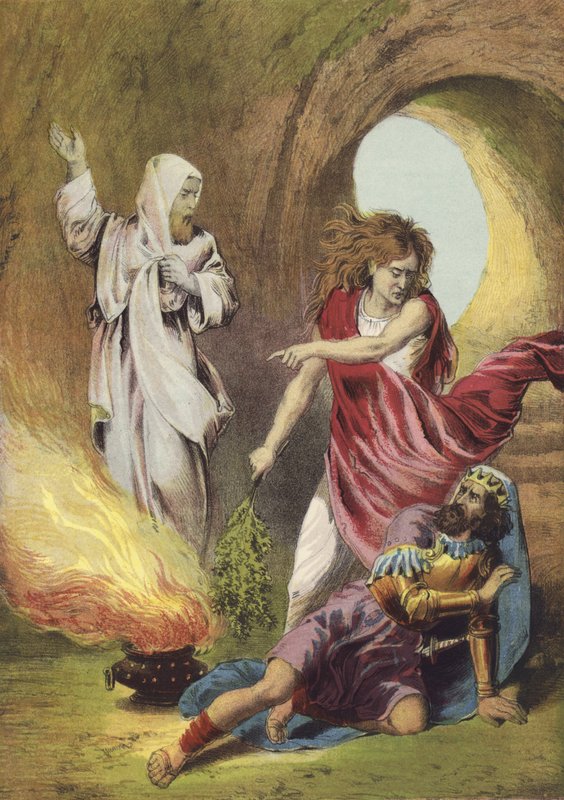 Saul ve Endor Cadısı (renkli taş) by English School