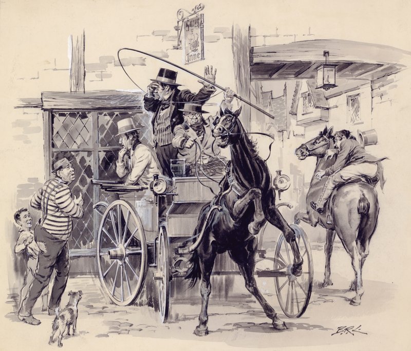 Pickwick Kağıtlarından bir sahne (kağıt üzerinde guaj) by English School