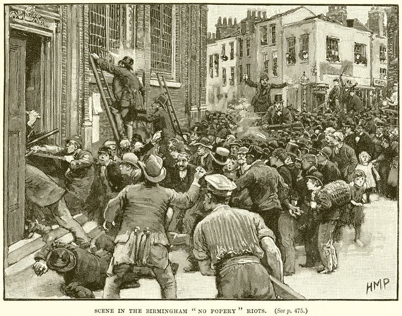 Birmingham Popery İsyanlarına Hayır Sahnesi by English School