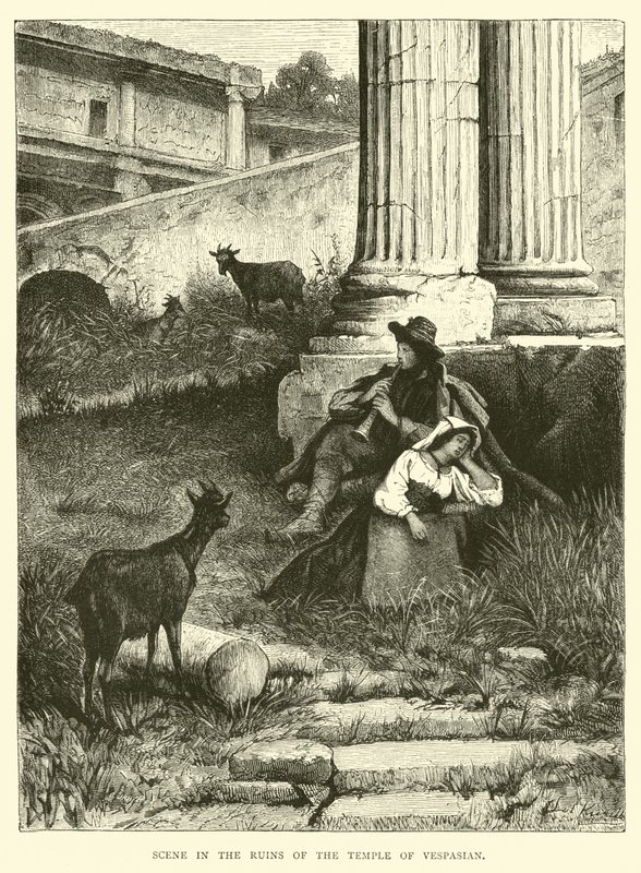 Vespasian Tapınağı kalıntılarında sahne by English School