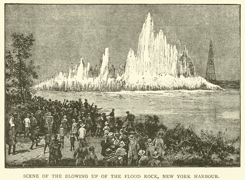 Sel rock, New York liman (gravür) üfleme sahnesi by English School