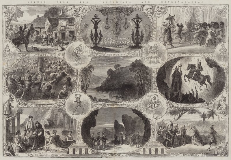 Pantomimler ve Müsriflerden Sahneler (gravür) by English School