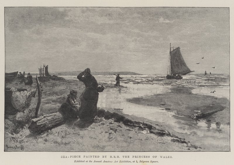 Galler Prensesi SAİK tarafından boyanmış deniz parçası (gravür) by English School