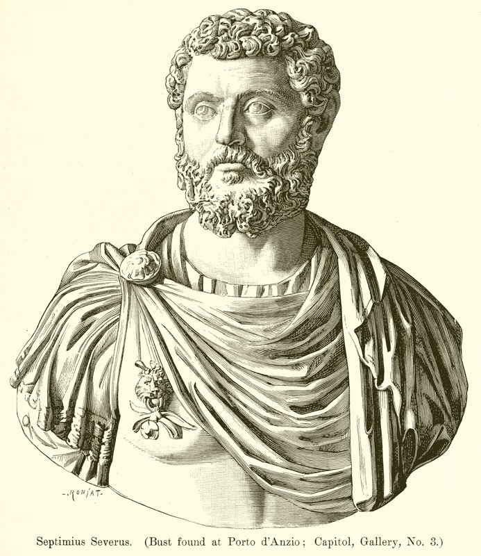 Septimius Severus. (Porto dAnzio'da bulunan büst; Capitol, Gallery, No. 3) by English School