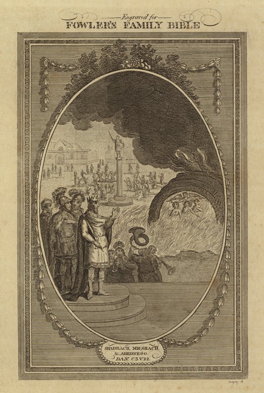 Shadrach, Meshach ve Abednego, Daniel, Bölüm 3, Ayet 22 (gravür) by English School