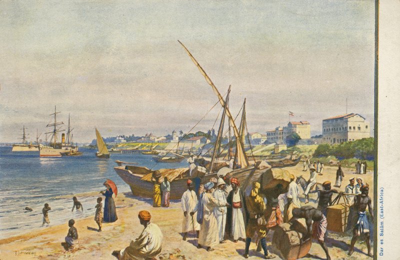 Sahilde gemi, Darüsselam, Tanzanya (renkli taş) by English School