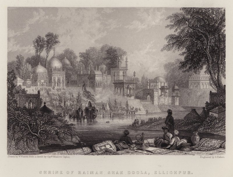 Raiman Shah Doola Tapınağı, Ellichpur (renkli taş) by English School