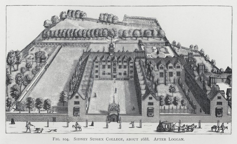 Sidney Sussex Koleji, yaklaşık 1688, Loggan