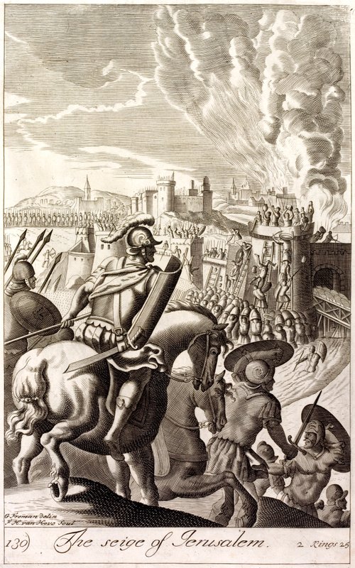 Babil Kralı II. Nebukadnezar tarafından Kudüs Kuşatması, MÖ 597 (gravür) by English School