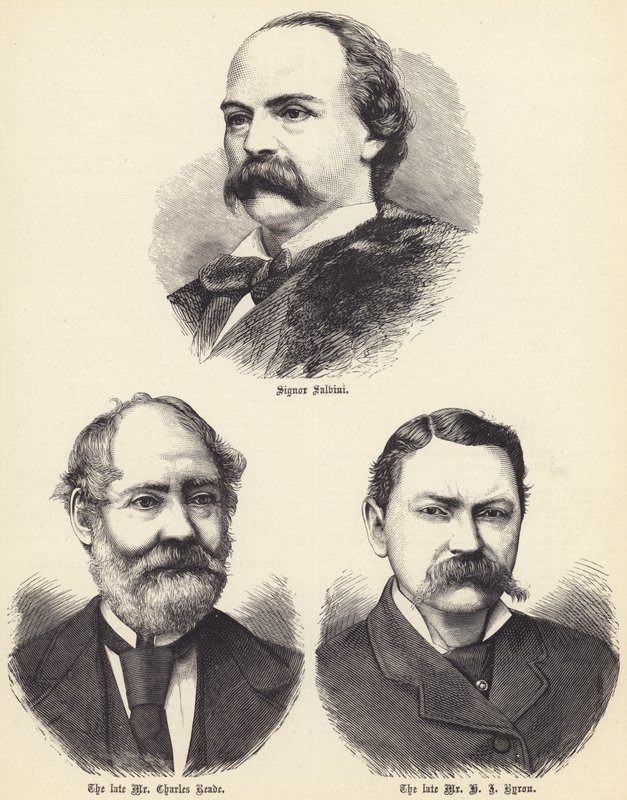 Sinyor Salvini, merhum Bay Charles Reade, merhum Bay HJ Byron (gravür) by English School