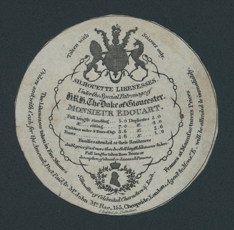 Siluet Benzerlikleri, Mösyö Edouard, ortak 155 Cheapside, Londra, ticaret kartı by English School