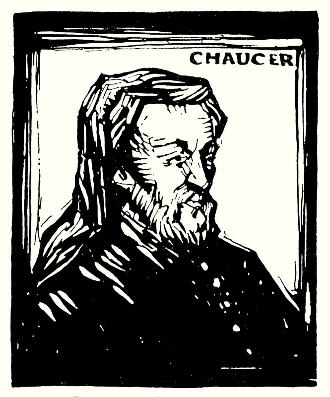 Siluet portre, Geoffrey Chaucer (litografi) by English School