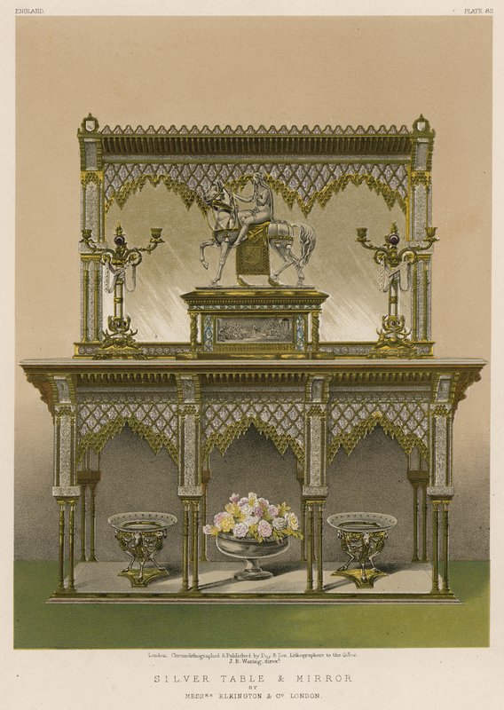 Gümüş Masa ve Ayna, Messrs Elkington and Co, Londra by English School