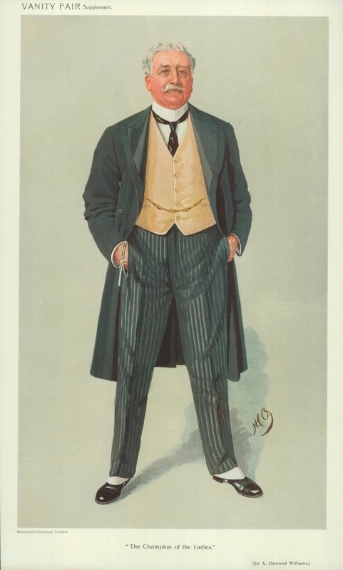 Sir A Osmond Williams, Bayanlar Şampiyonu, 1 Aralık 1909, Vanity Fair karikatürü by English School