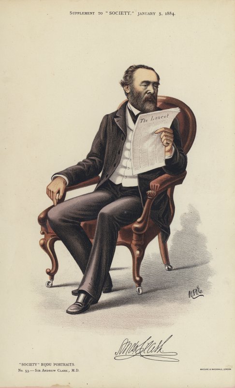Sir Andrew Clark, MD (renkli taş) by English School