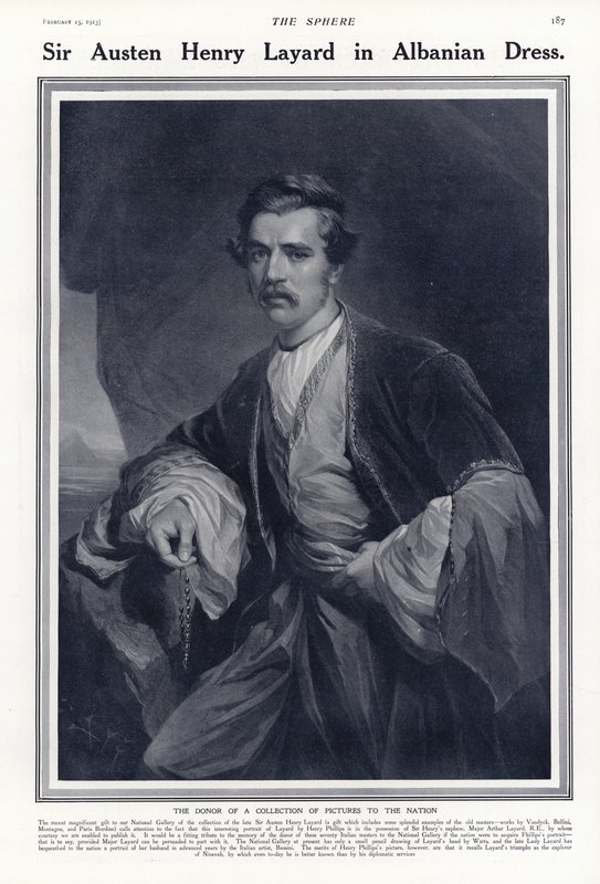 Arnavut elbiseli Sir Austen Henry Layard by English School