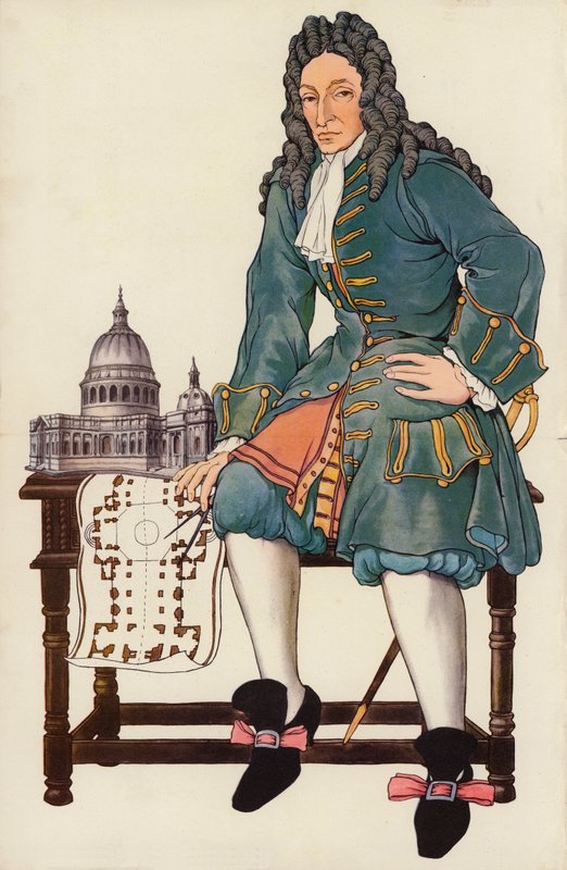Sir Christopher Wren (renkli taş) by English School